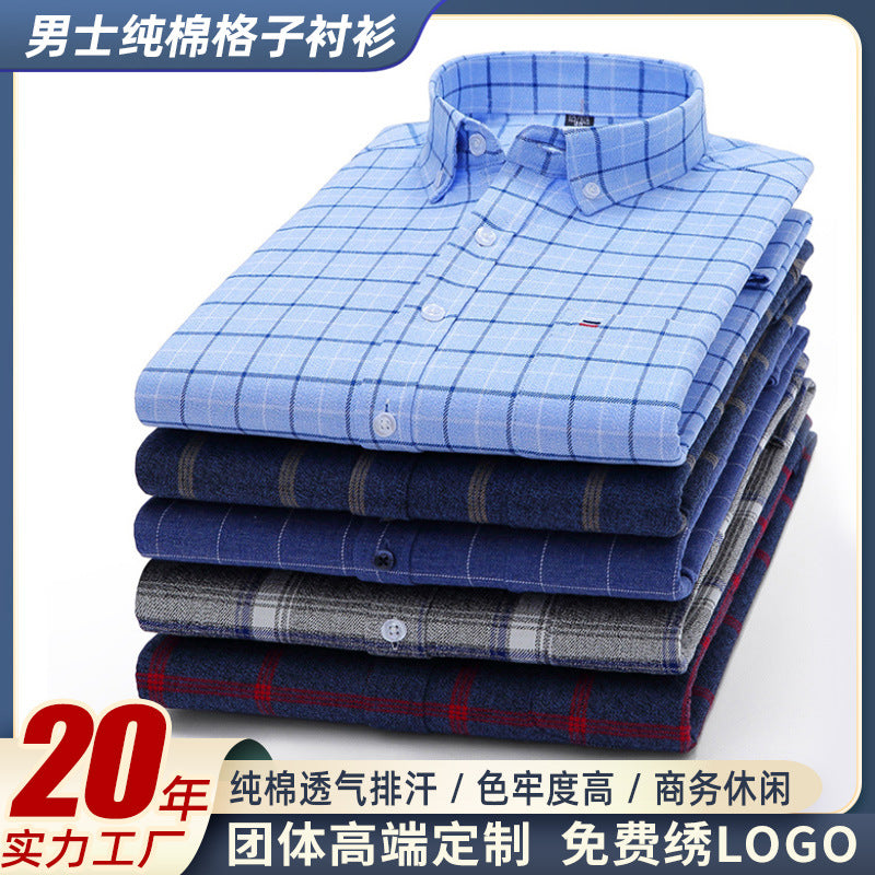 Mens Casual Cotton Plaid Shirt
