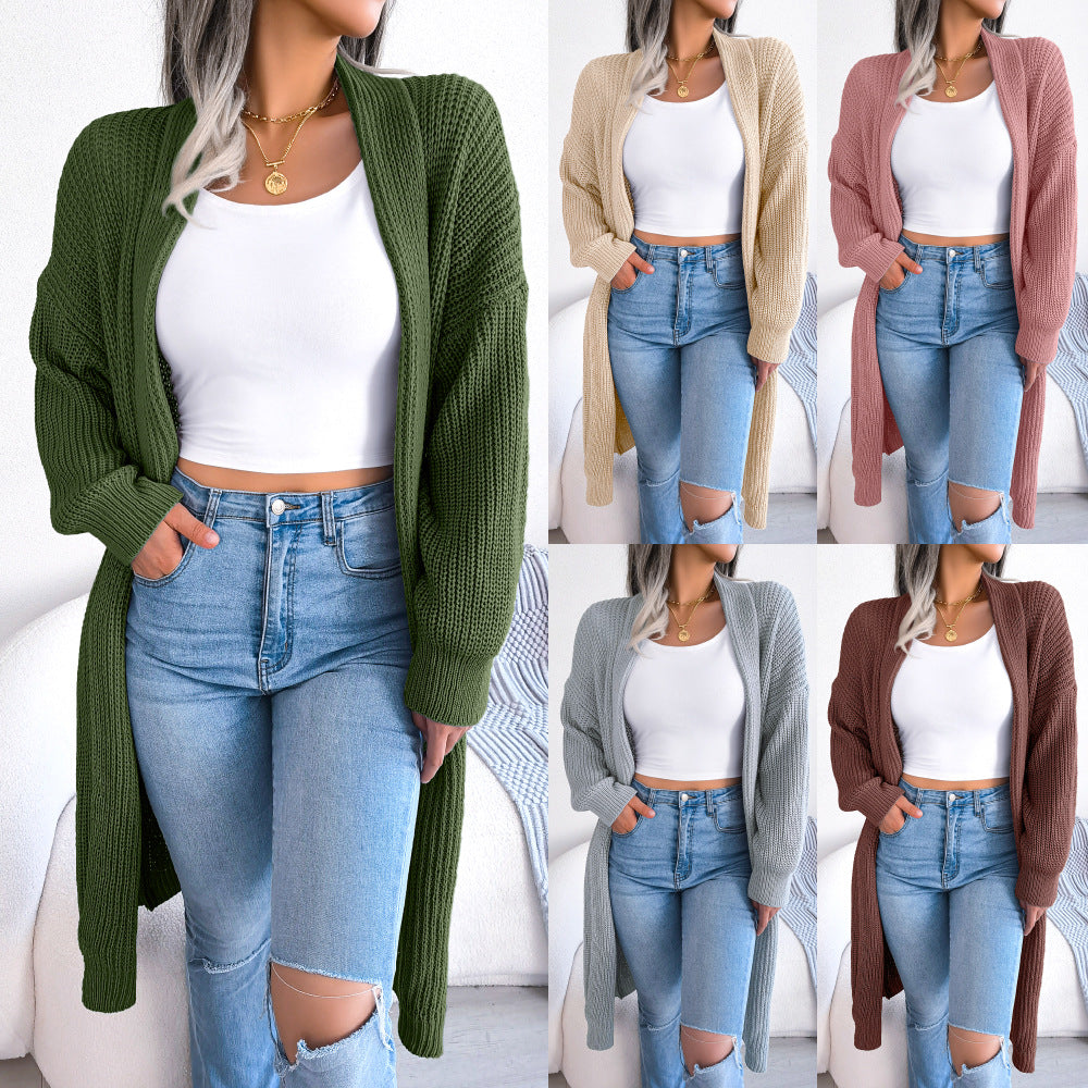Autumn & Winter Women's Lapel Long Cardigan Sweater Jacket