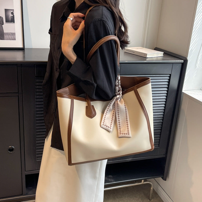 High-End Contrast Tote Bag for Women