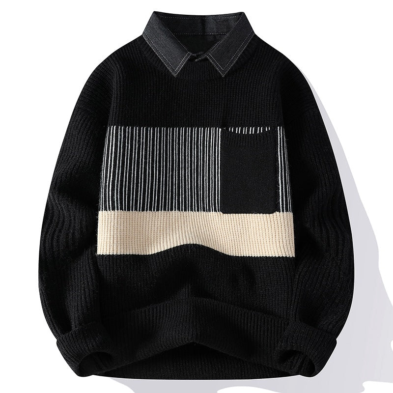 Void Collar Knitted Sweater