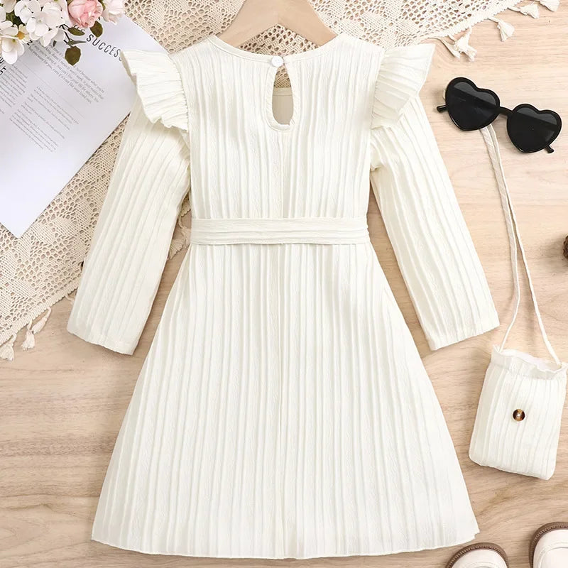 Elegant White Lace Dress Set For Girls