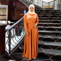 Muslim Hui Solid Color Robe and Ankle Dress abaya