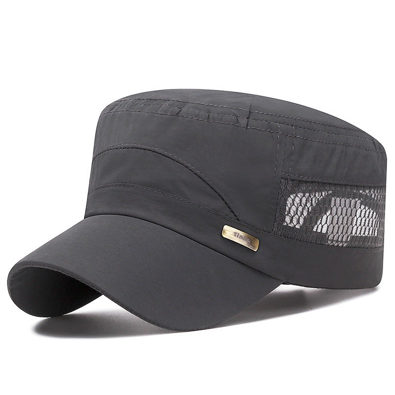 Men’s Breathable Mesh Flat Hat for Summer Outdoor Travel