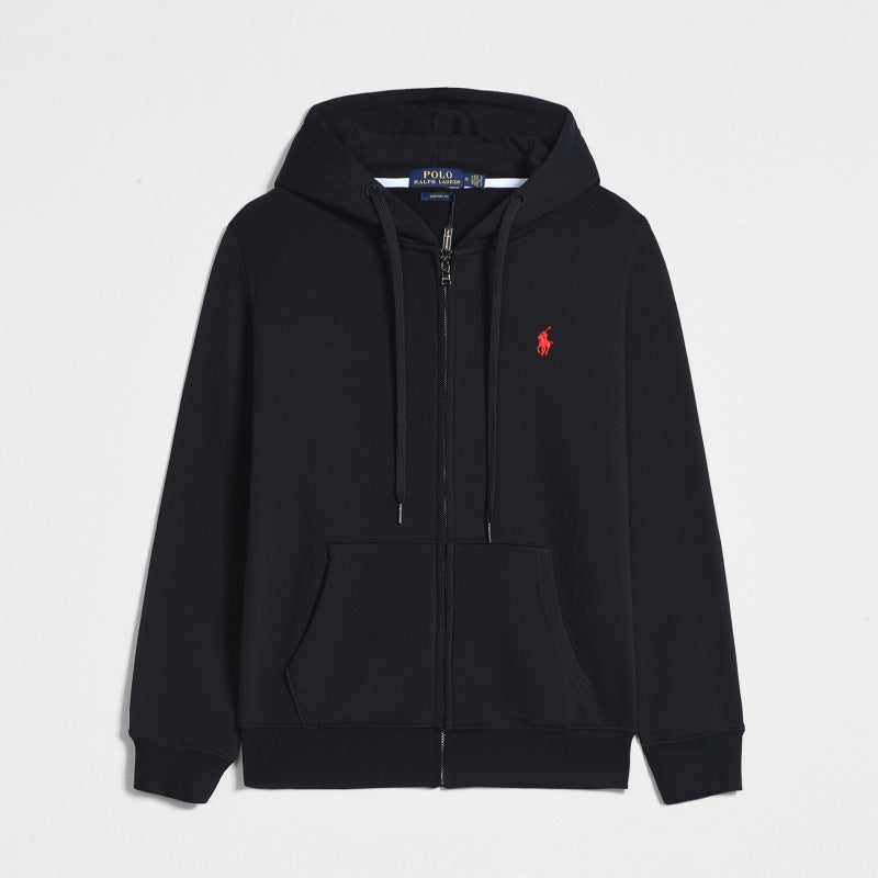 Mens Thick Cotton Fleece Zip-Up Hoodie
