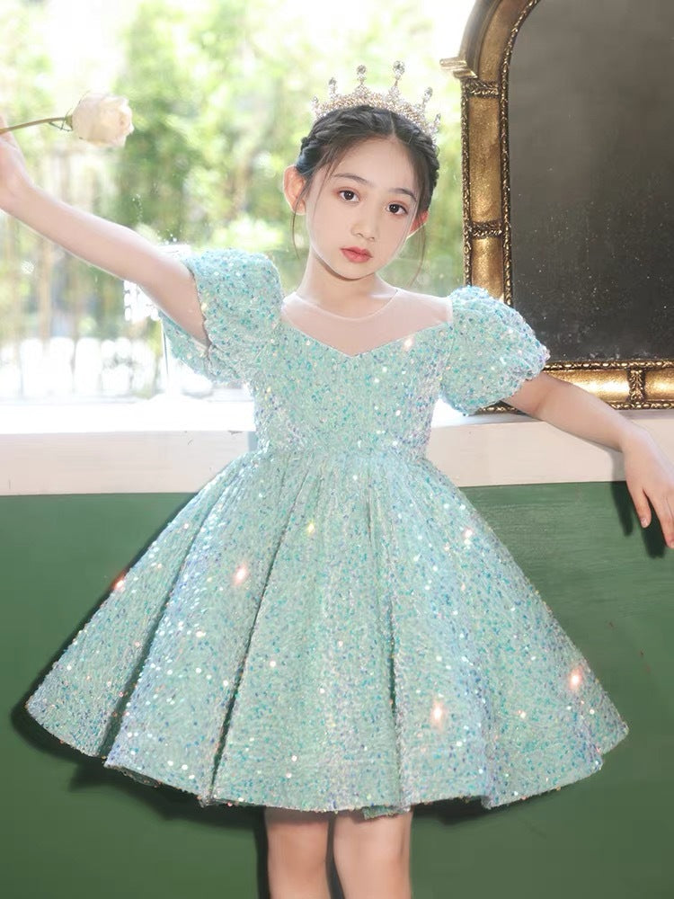 Sparkling Puff Sleeve Princess Dress