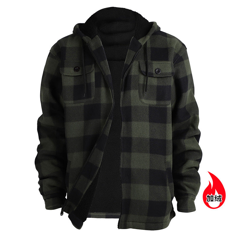 Men's Fleece Plaid Hoodie