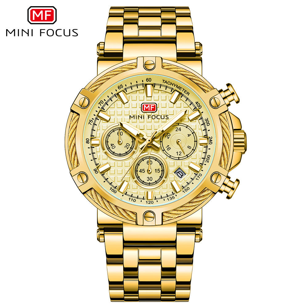 Mini Focus Men's Casual Watch - Waterproof Quartz Luminous Steel Band