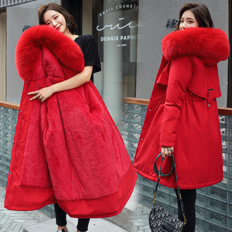 Women's Winter  Slim Fit Faux Fur Parka Jacket