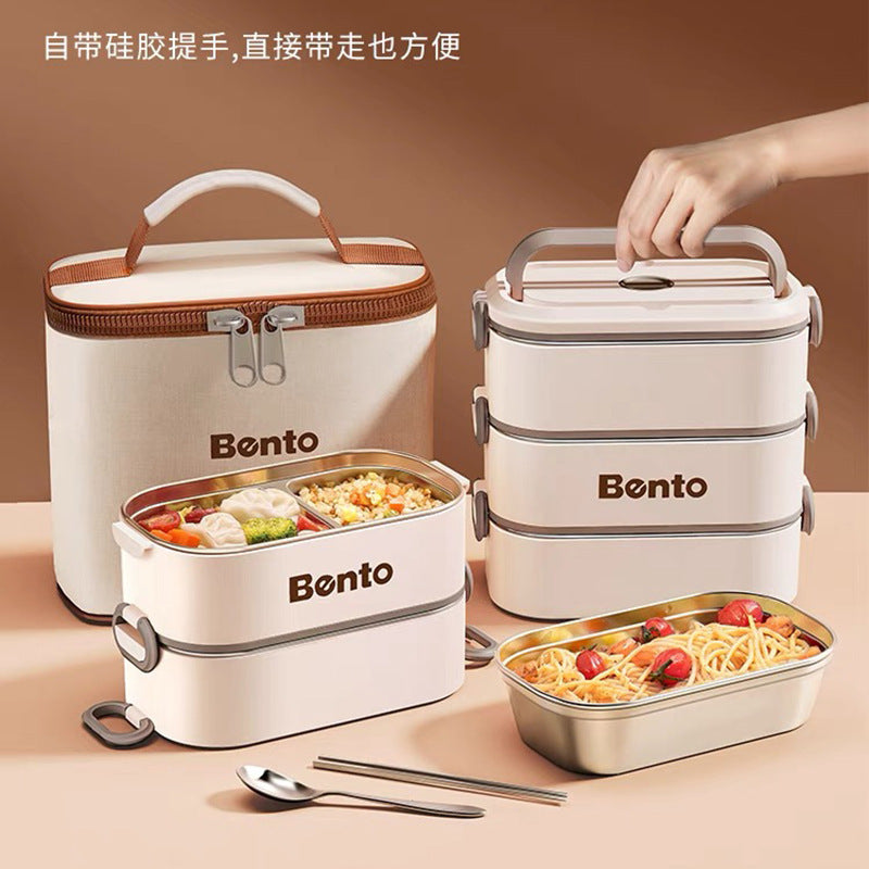 304 Stainless Steel Multi-Layer Insulated Lunch Box  Large Capacity, Heated & Portable