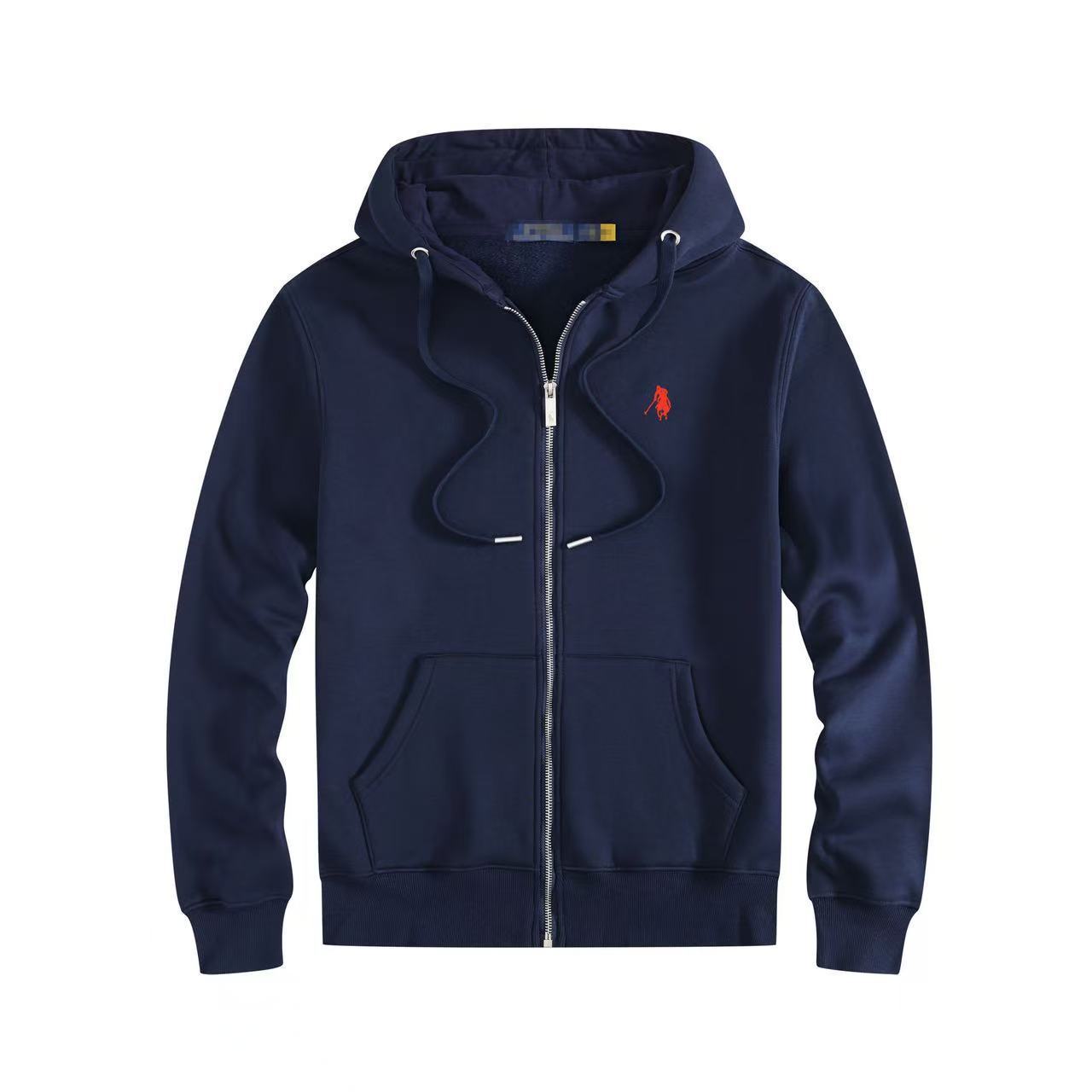 Mens Thick Cotton Fleece Zip-Up Hoodie