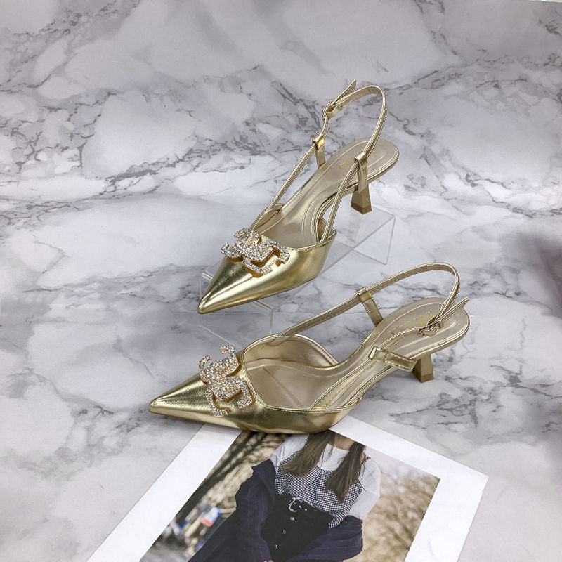 Metal Buckle High Heel Sandals