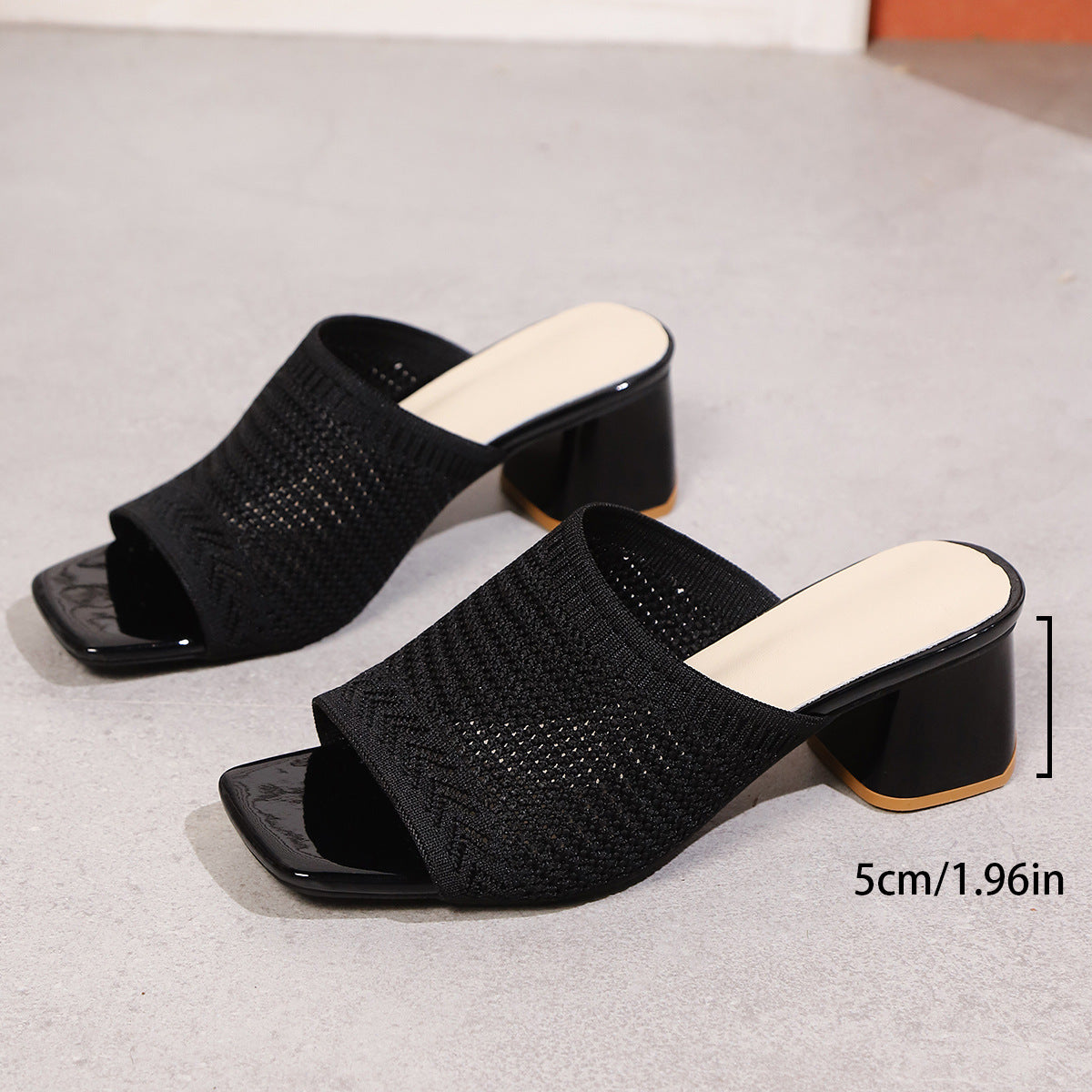 Summer Plus-Size Fly-Knitted Thick-Heeled Sandals