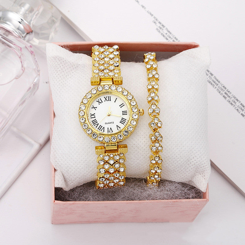 Roman pattern diamond ladies watch women's watch quartz bracelet