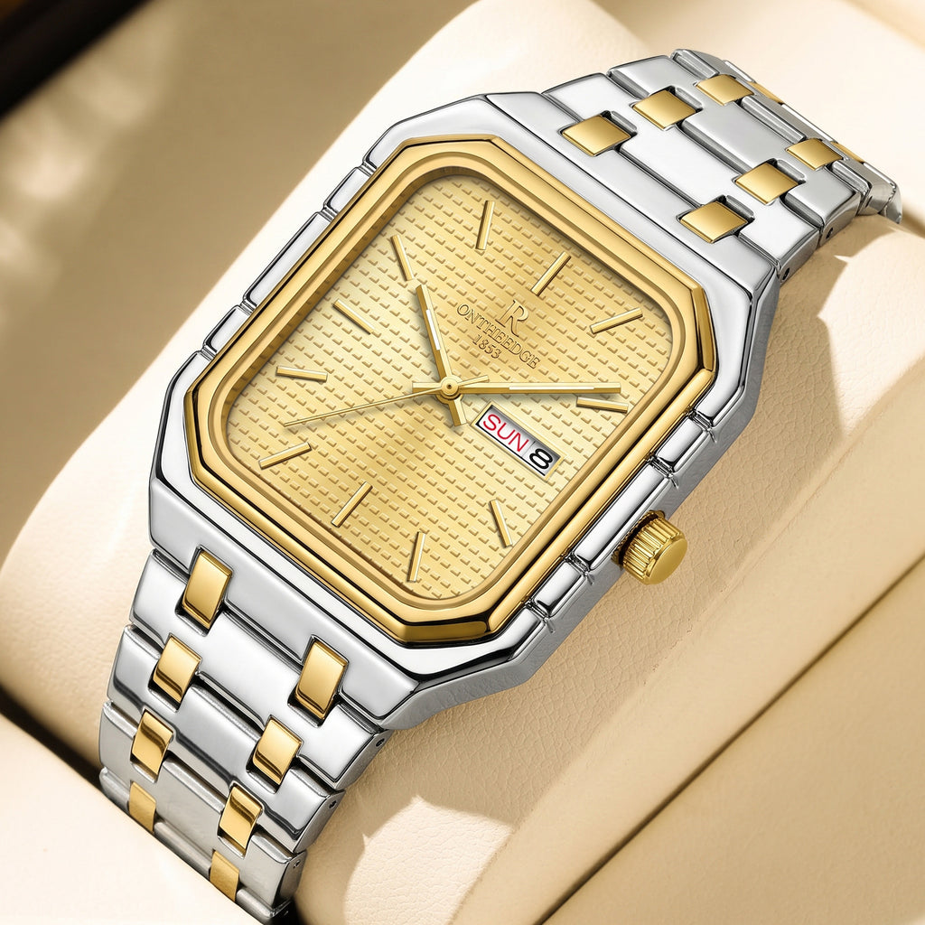 Square Business Quartz Watch - Waterproof Steel Band Luminous