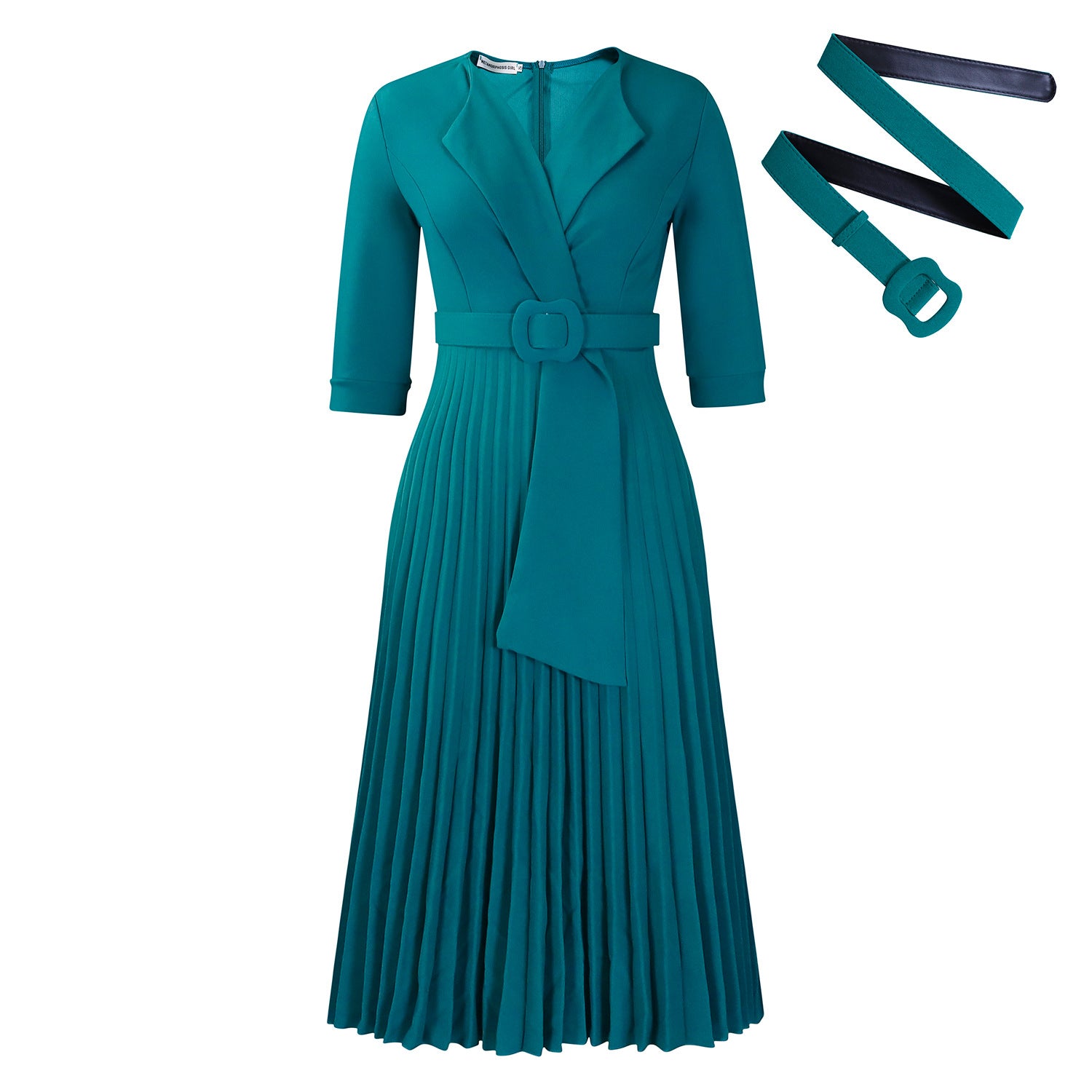 Fashion Suit Collar Press-Pleated Waist Plus Size Dress