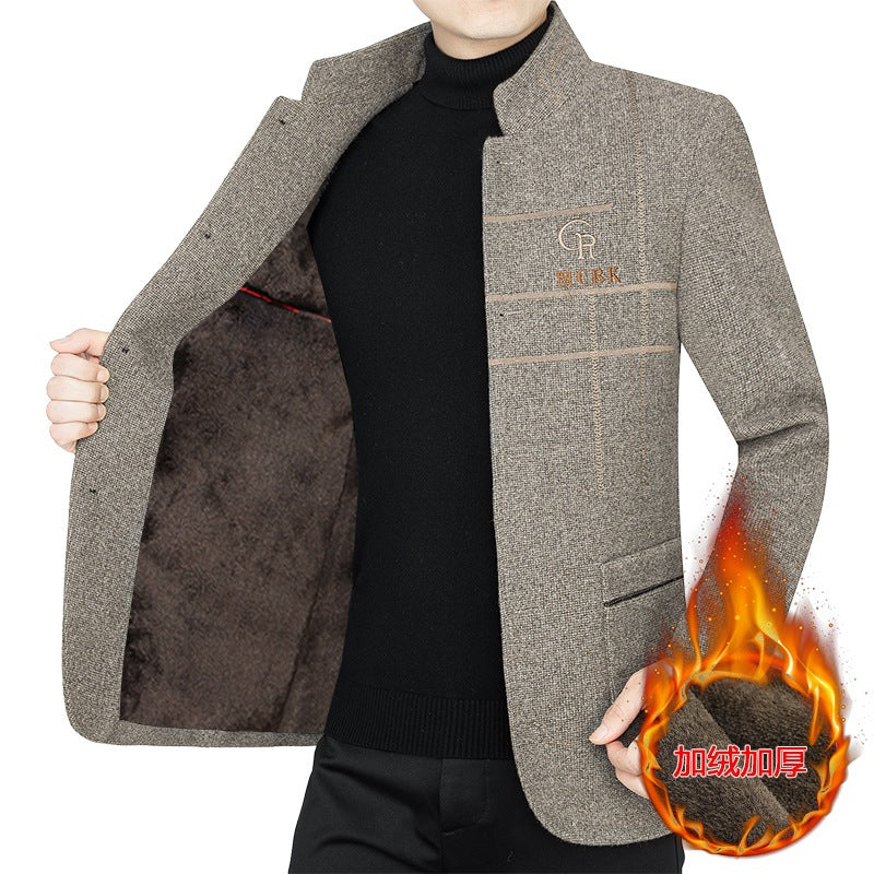Middle-aged Mens Thickened Wool Fleece Jacket