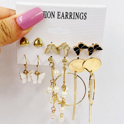 Creative French retro gold earrings set