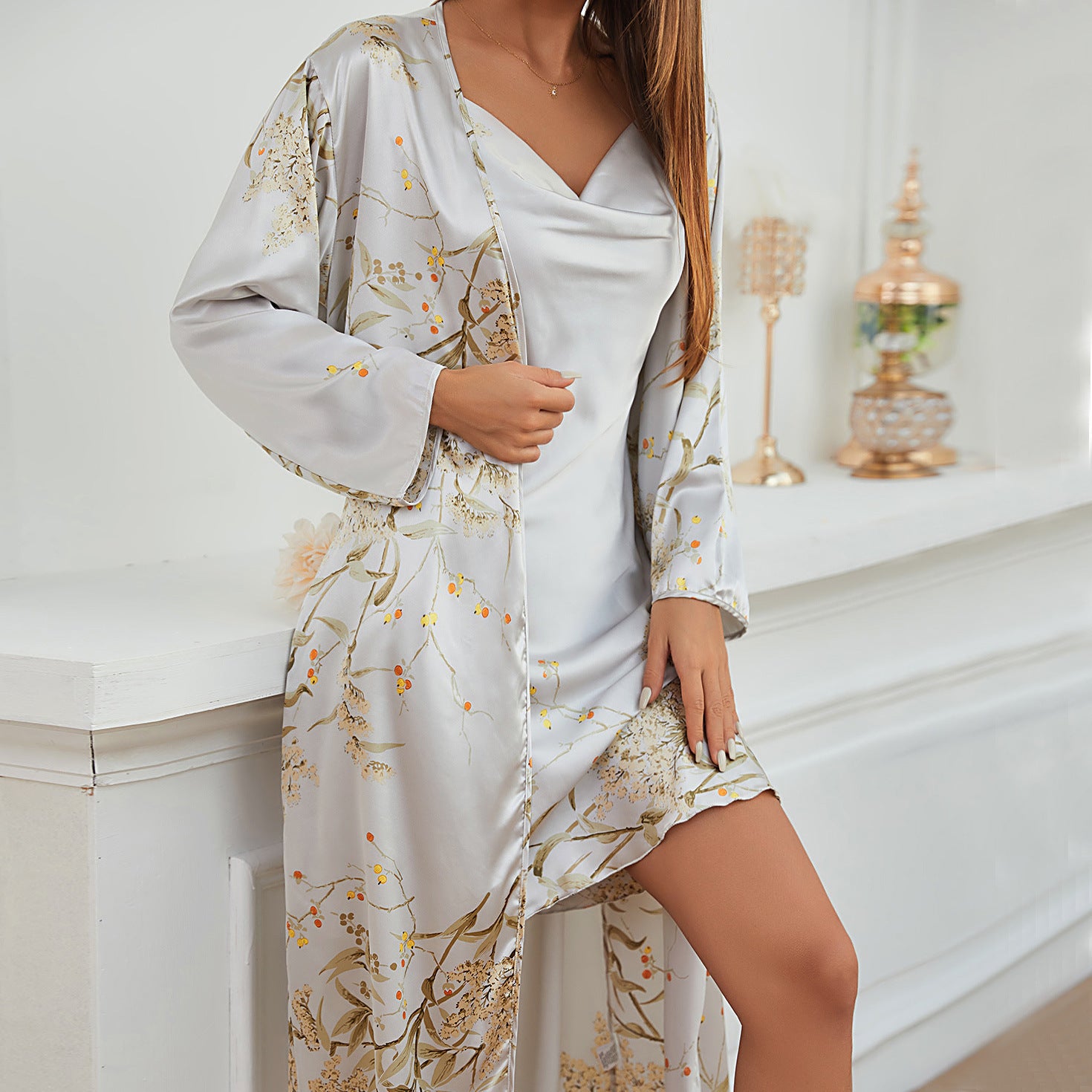 Homewear Lace-up Nightgown - Two-piece