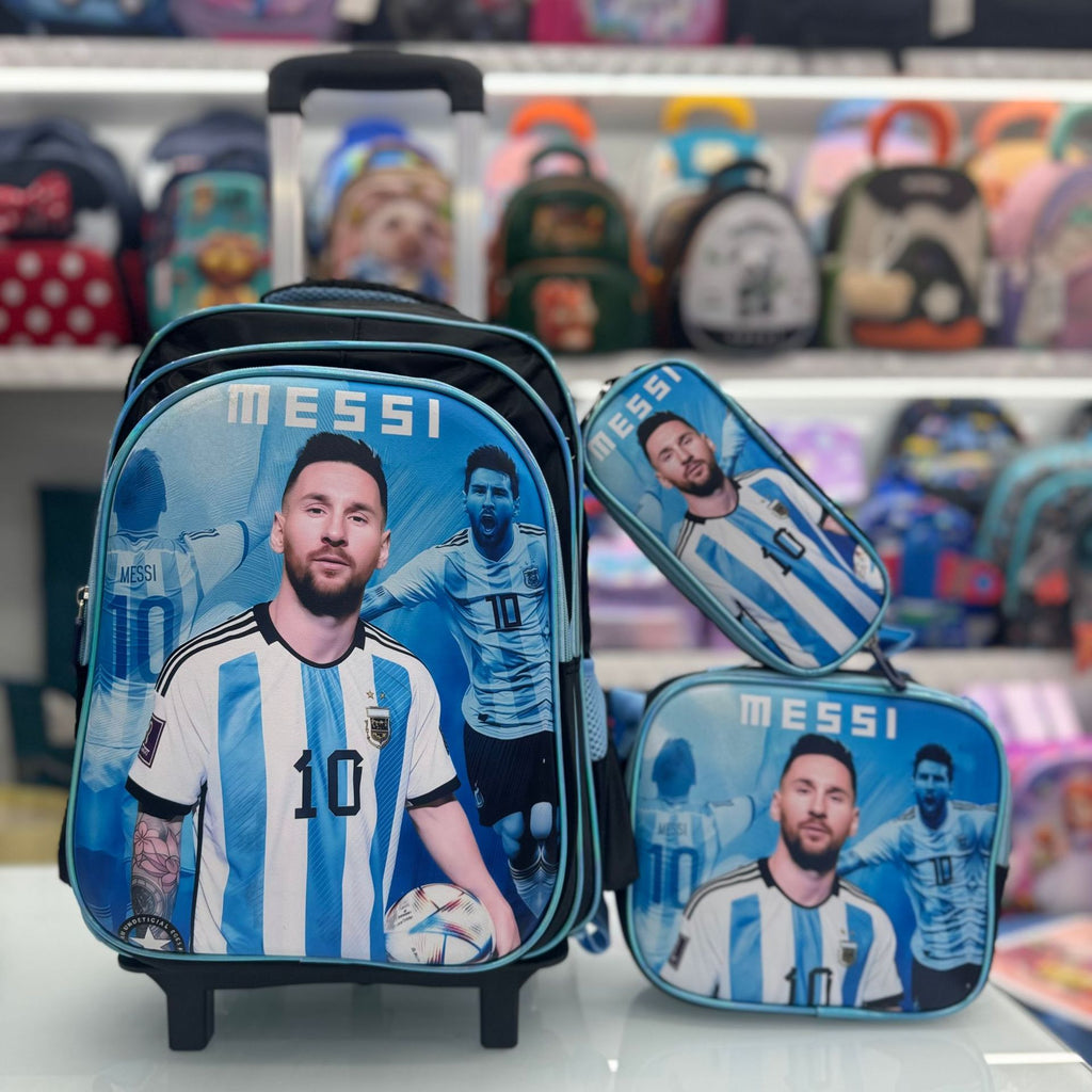 Cartoon 16Inch three-piece set with a rolling rod backpack 3D hard shell backpack with wheels