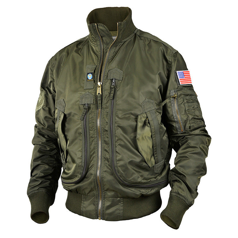 Mens Air Force Pilot Baseball Jacket  Tactical Stand Collar Leader Fan Coat