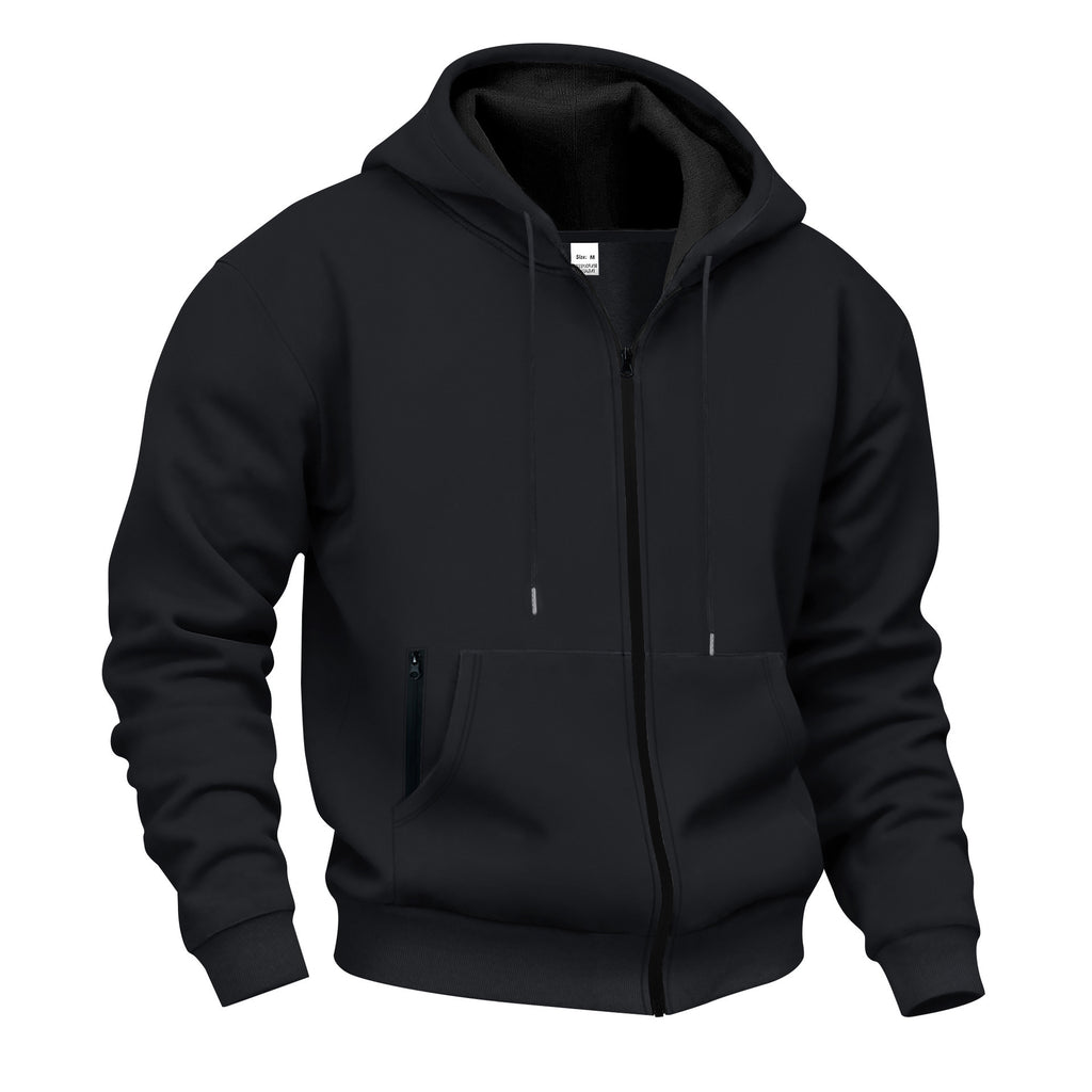 Mens Autumn/Winter Fleece Hooded Zip-Up Sweatshirt