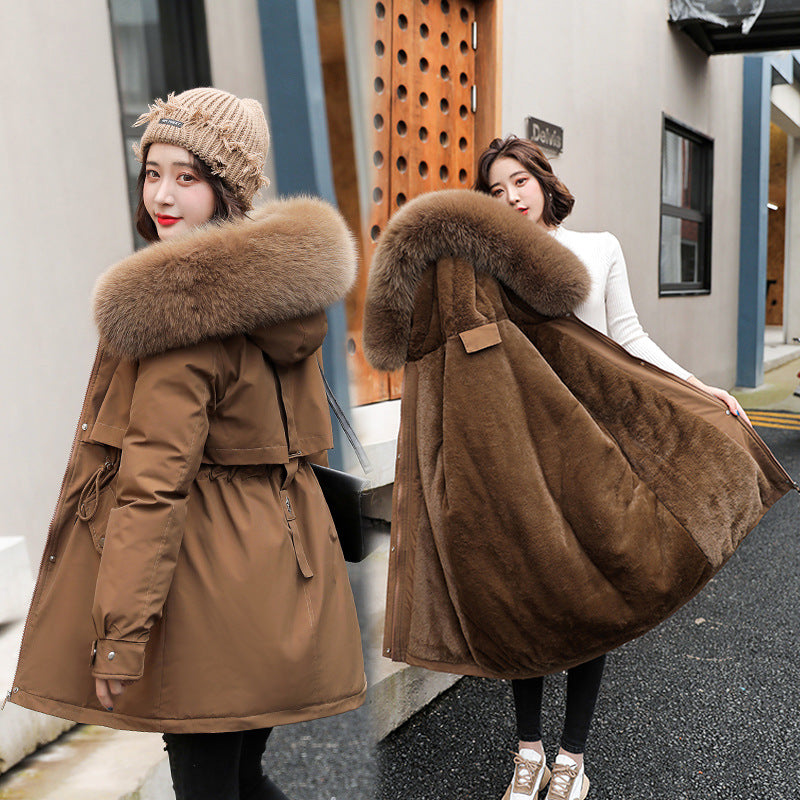 Korean Slim Fit Faux Fur Hooded Winter Jacket
