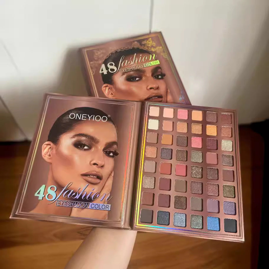 48 colors earth color eye shadow palette: matte pearlescent integrated makeup palette
