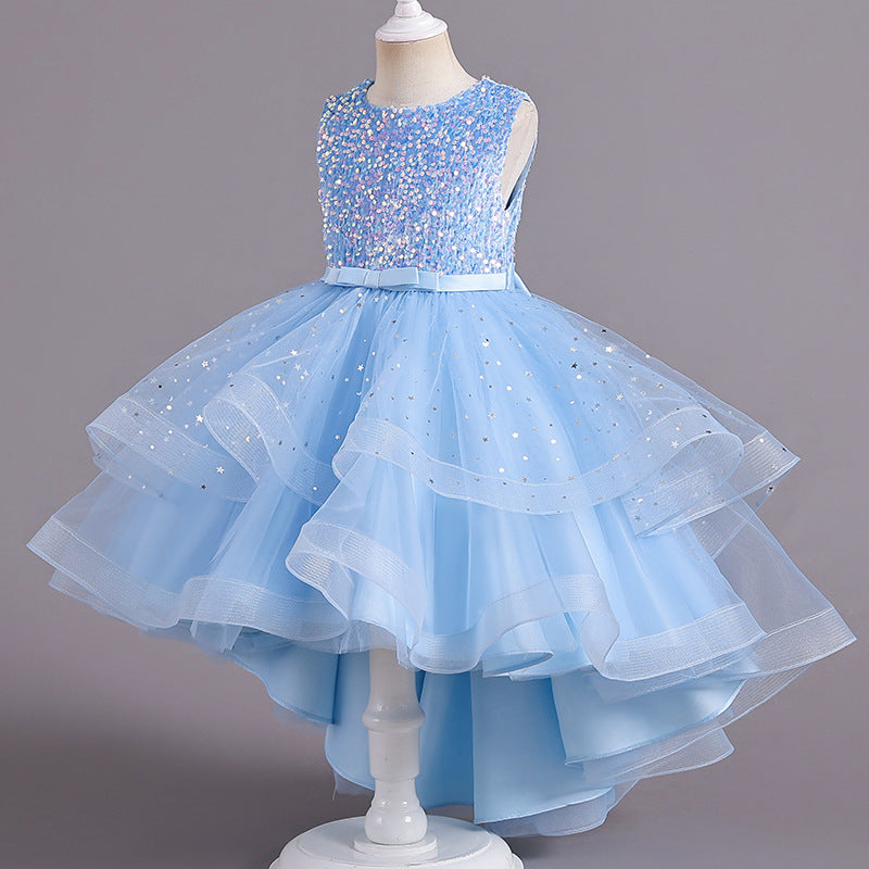 Girls' Glitter Tulle Trailing Dress