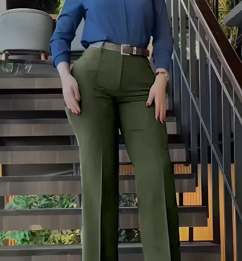 High-Waisted Slim Commuter Straight-Leg Pants