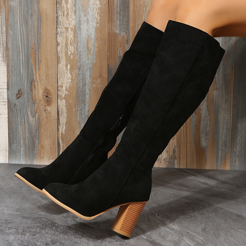 High rider boots high heel pointed toe boots