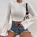 New sexy short long-sleeved tops women's slim sleeve shirts