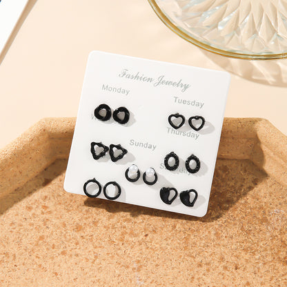 Hot Pearl Stud Earrings Set - Simple Design, Versatile Alloy Jewelry