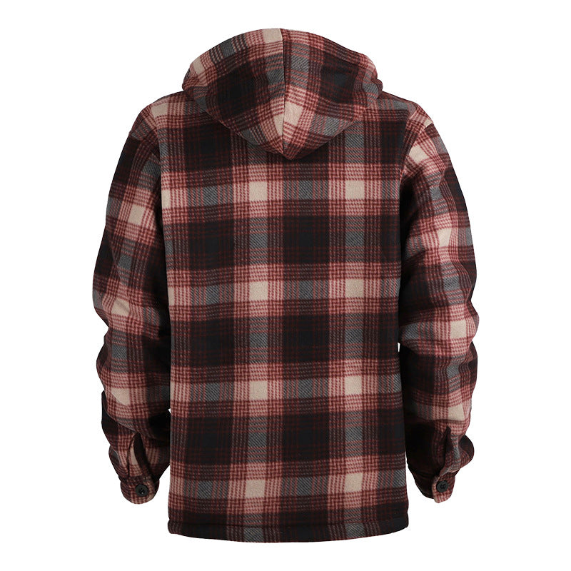 Men's Fleece Plaid Hoodie