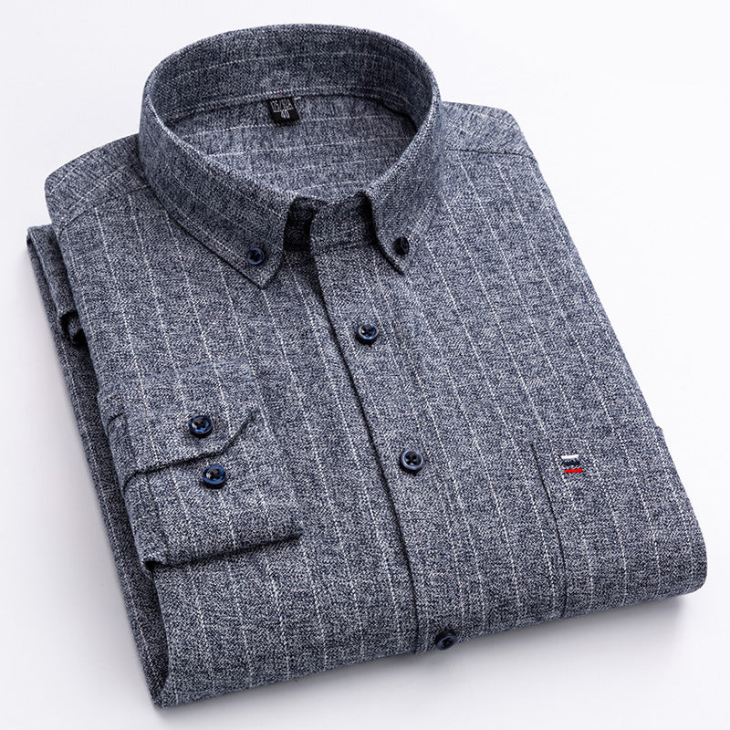 Large Cotton Men’s Long-Sleeve Brushed Plaid Shirt