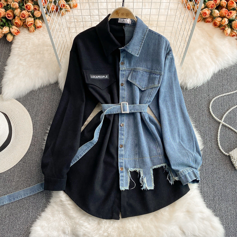 Waist Slimming Irregular Midi Shirt