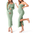 Maternity Knit Two-Piece Set - Long Sleeve Cardigan & Wrap Dress for Summer Comfort