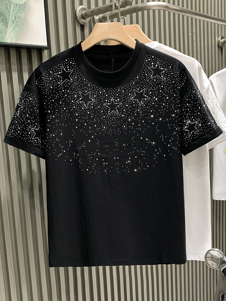 Men’s 2025 Summer Hip-Hop Rhinestone Tee
