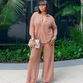 Knitted Cardigan & Wide-Leg Trousers Set (On Hand)