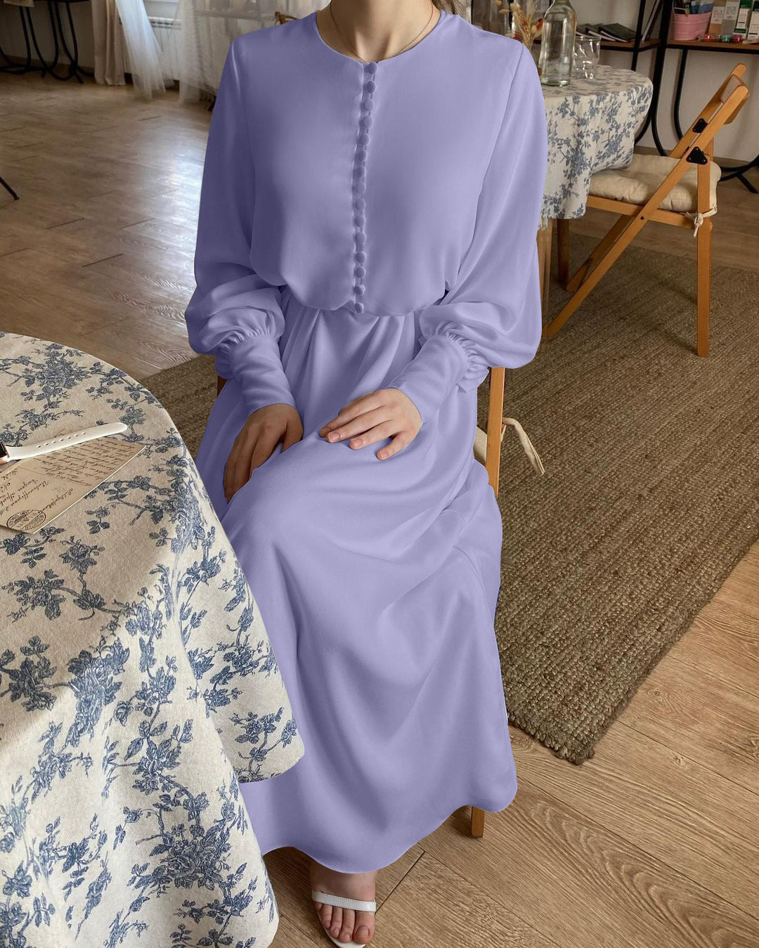 Loriya Feminine Tunic Dress, Elegant Chiffon Dress