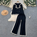 Chic Knitted Suit Collar Two-Piece Set