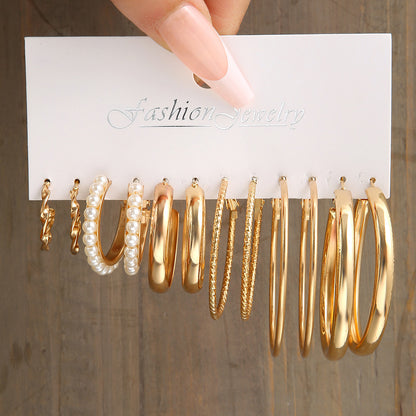 Golden pearl set earrings