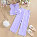 Lila Breeze Girls' 2-Piece Set: Stylish Sleeveless Vest & Trousers. (On Hand)