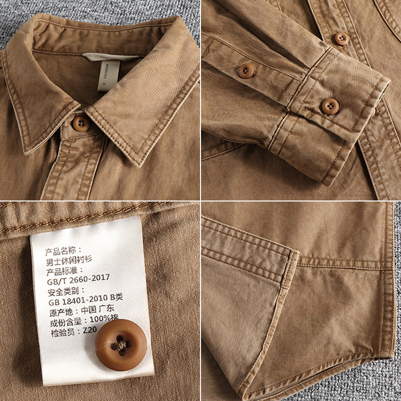 Tough Guy Vintage Distressed Cargo Shirt Jacket  Mens Casual Style