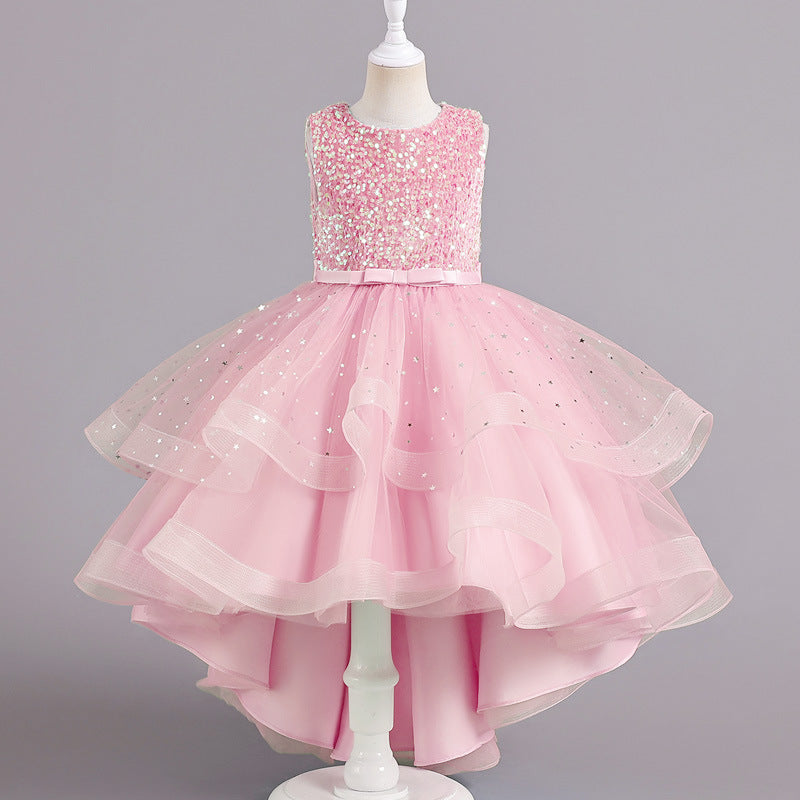 Girls' Glitter Tulle Trailing Dress