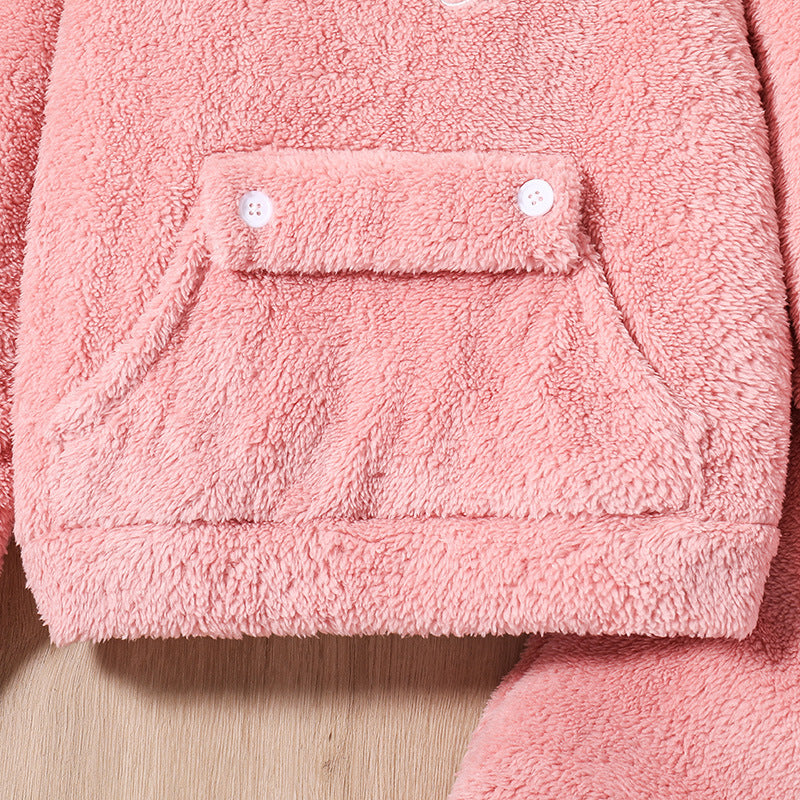 Girls' Plush Hoodie & Jogger Set