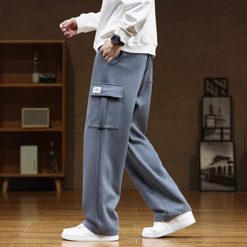 Men’s Plus Size Straight-Leg Sweatpants – Loose Fit Wide-Leg Casual Pants