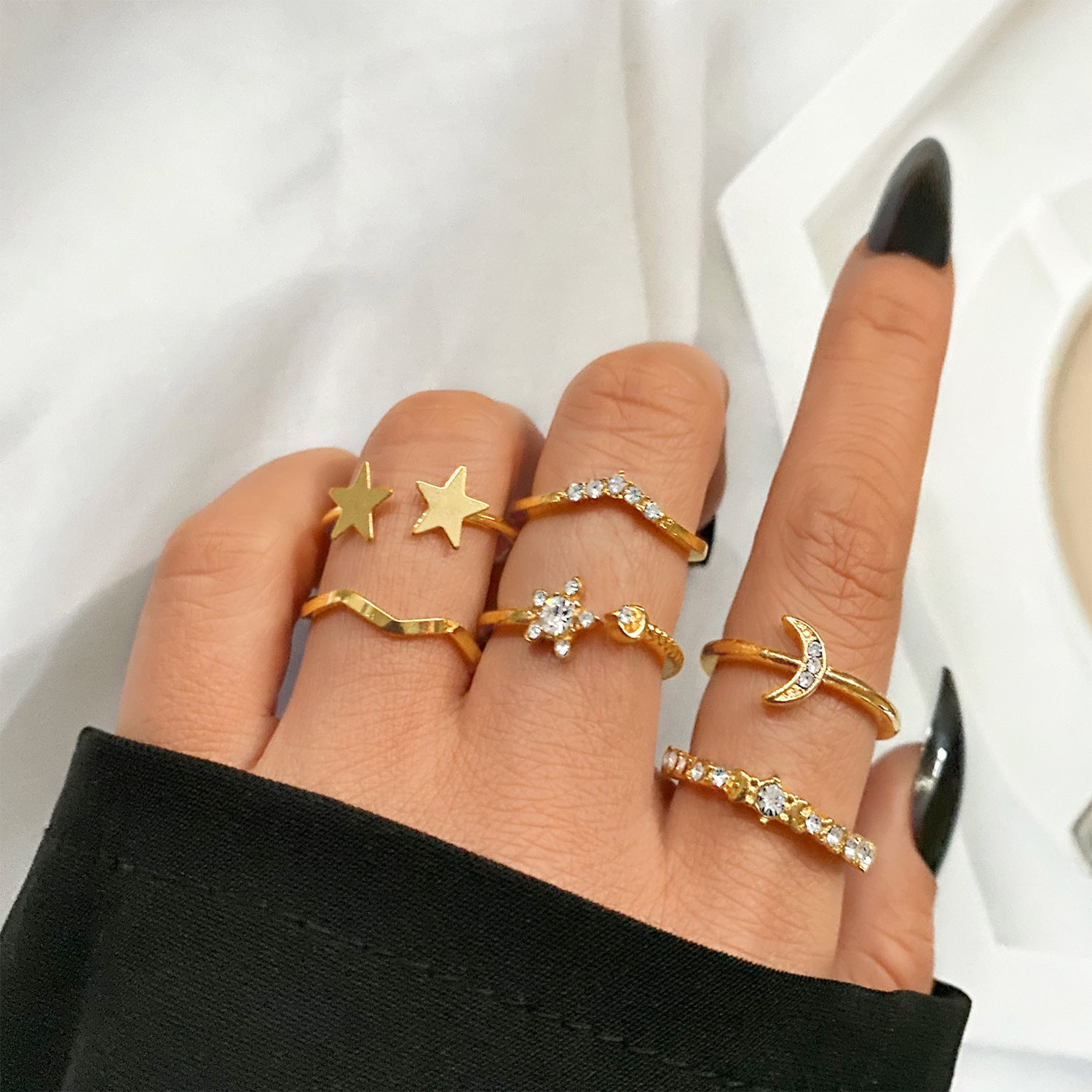 Butterfly ring opening multi-joint ring set 22 pieces love ring female design sense niche