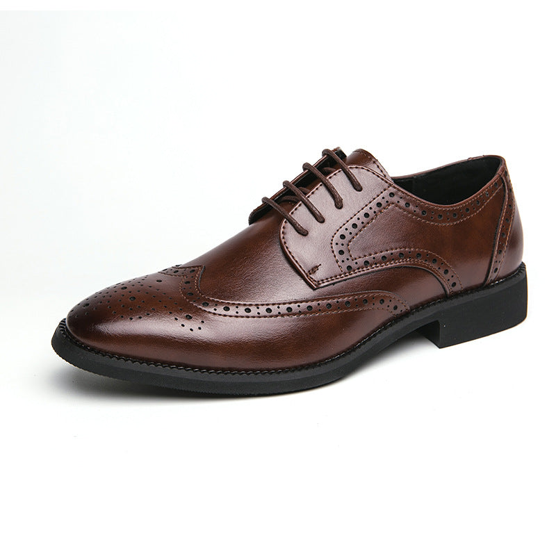 shoes 2025 spring cross border men's business formal wear floral leather shoes british casual shoes vintage brogue men's shoes