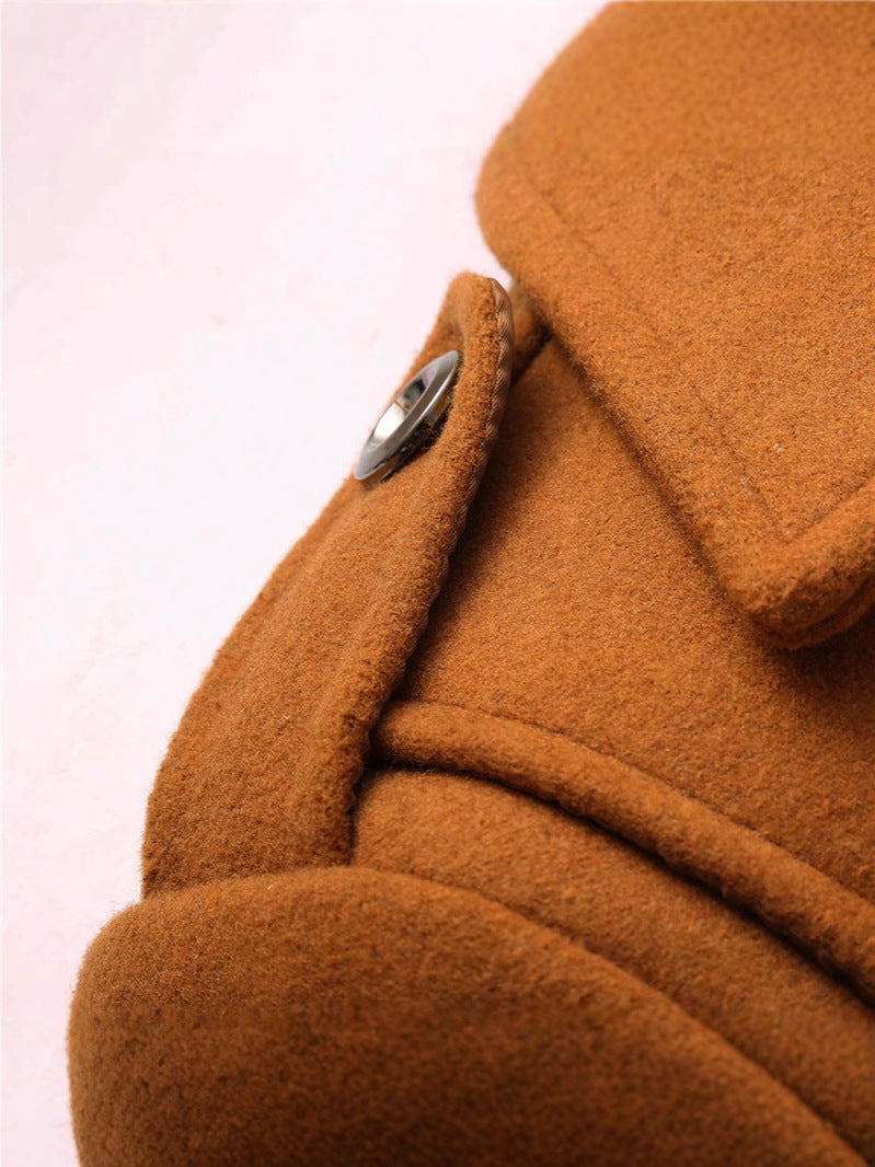 Plus Size Mens Woolen Business Coat  Double Neck Zip Winter Jacket