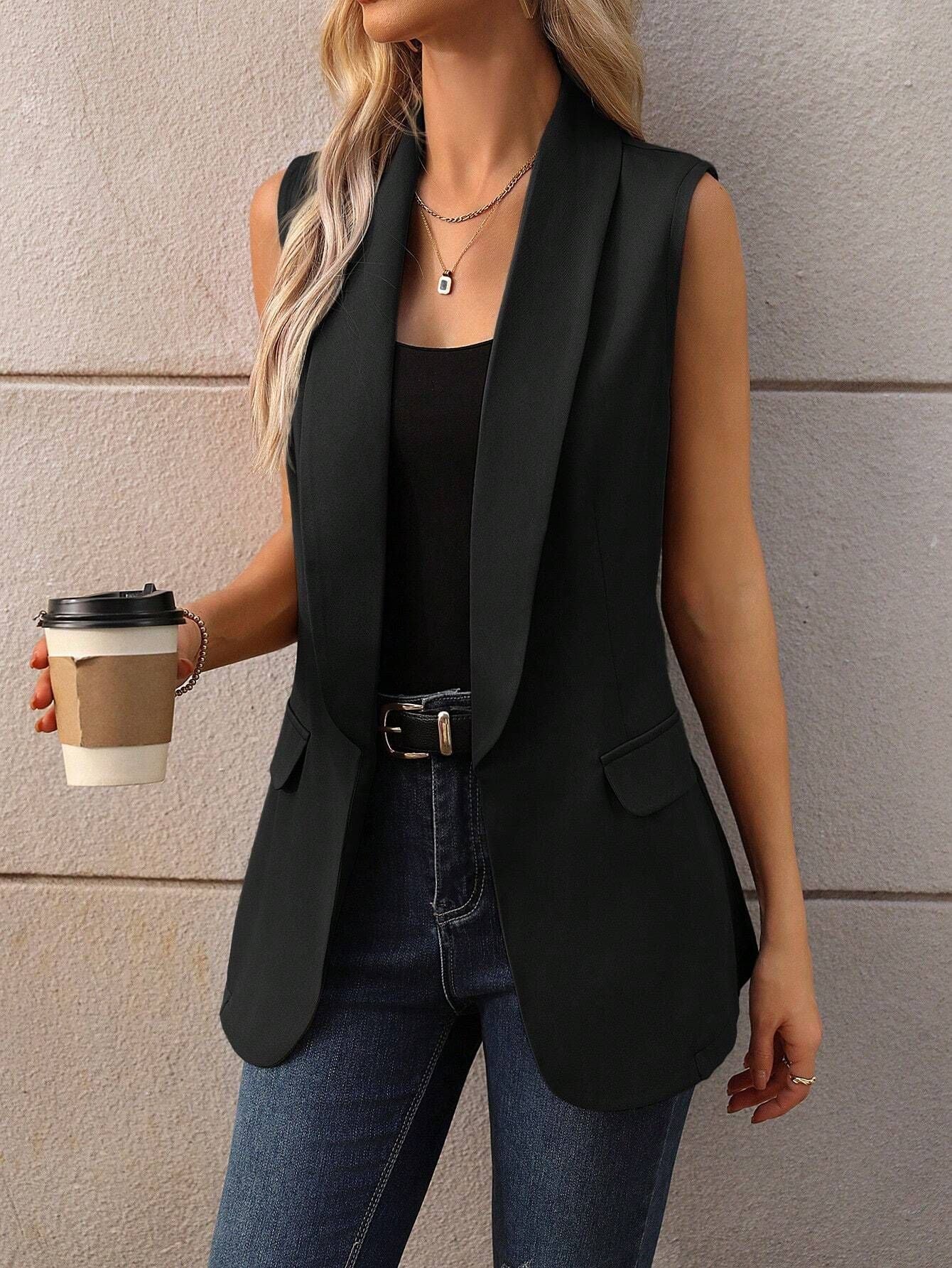 Elegant Sleeveless Lapel Blazer Vest for Women